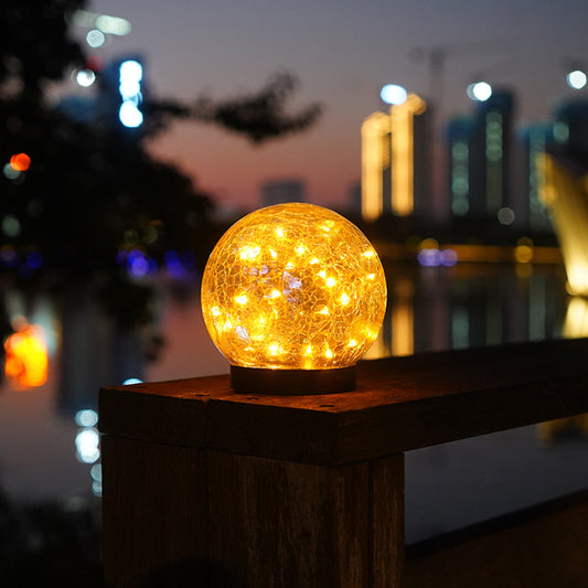 2Pcs Solar Cracked Glass Ball Warm Lights